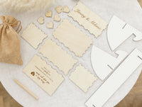 White Personalised Wedding Guestbook, Drop Box Set with Chest + Pen