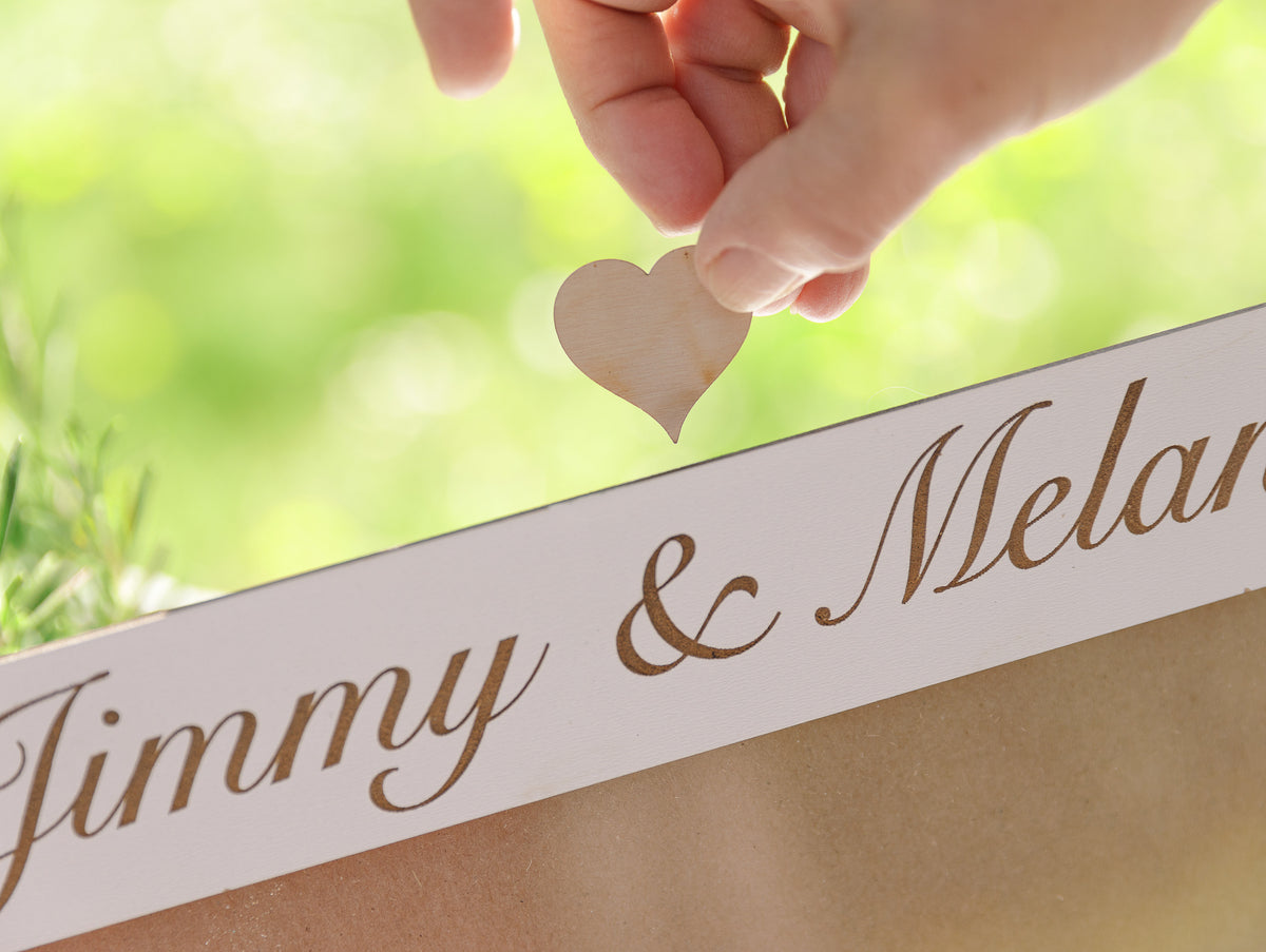 White Personalised Wedding Guestbook, Drop Box Set with Chest + Pen