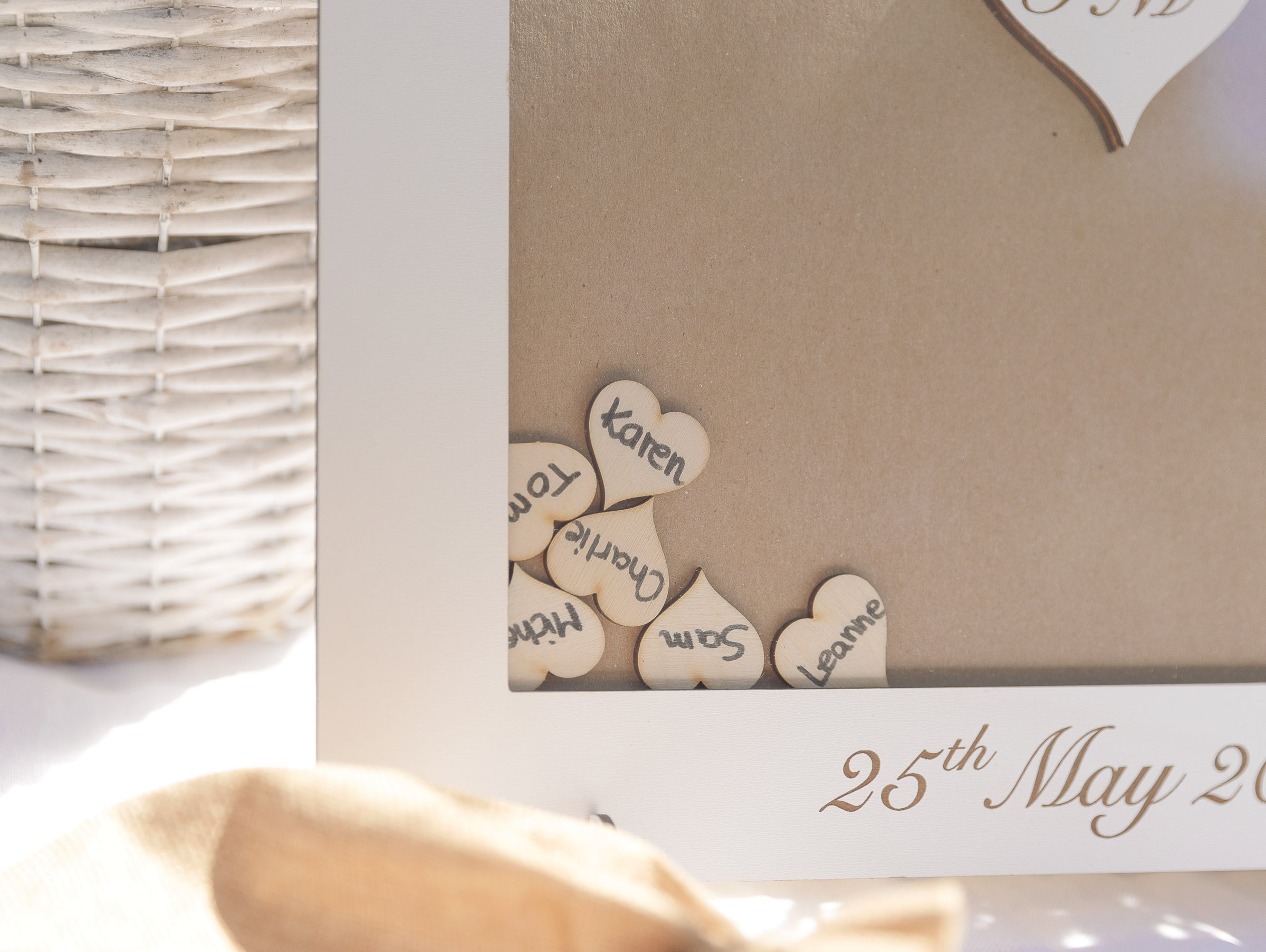 White Personalised Wedding Guestbook, Drop Box Set with Chest + Pen