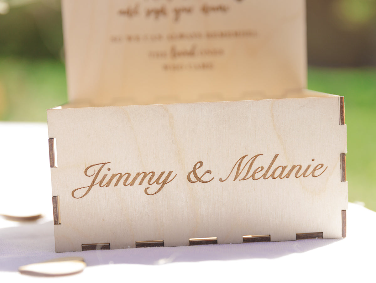 White Personalised Wedding Guestbook, Drop Box Set with Chest + Pen