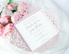 Lace Misty Rose Square Elegant Wedding Invitations with Ribbon