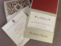 Luxury Intricate Lace Laser Cut Sikh Overlap Fold Indian Hindu Asian Wedding Invitation