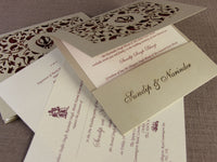 Luxury Intricate Lace Laser Cut Sikh Overlap Fold Indian Hindu Asian Wedding Invitation