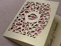 Luxury Intricate Lace Laser Cut Sikh Overlap Fold Indian Hindu Asian Wedding Invitation