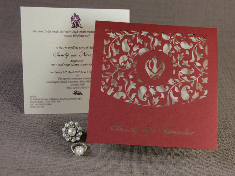 Ganesha In the Middle Luxury Top Fold Indian Asian Wedding Invitation Personalised, Laser Cut