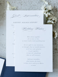 Navy Blue Pocketfold Elegant Lace Floral Wedding Invitations