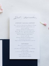 Navy Blue Pocketfold Lace Floral Wedding Invitations