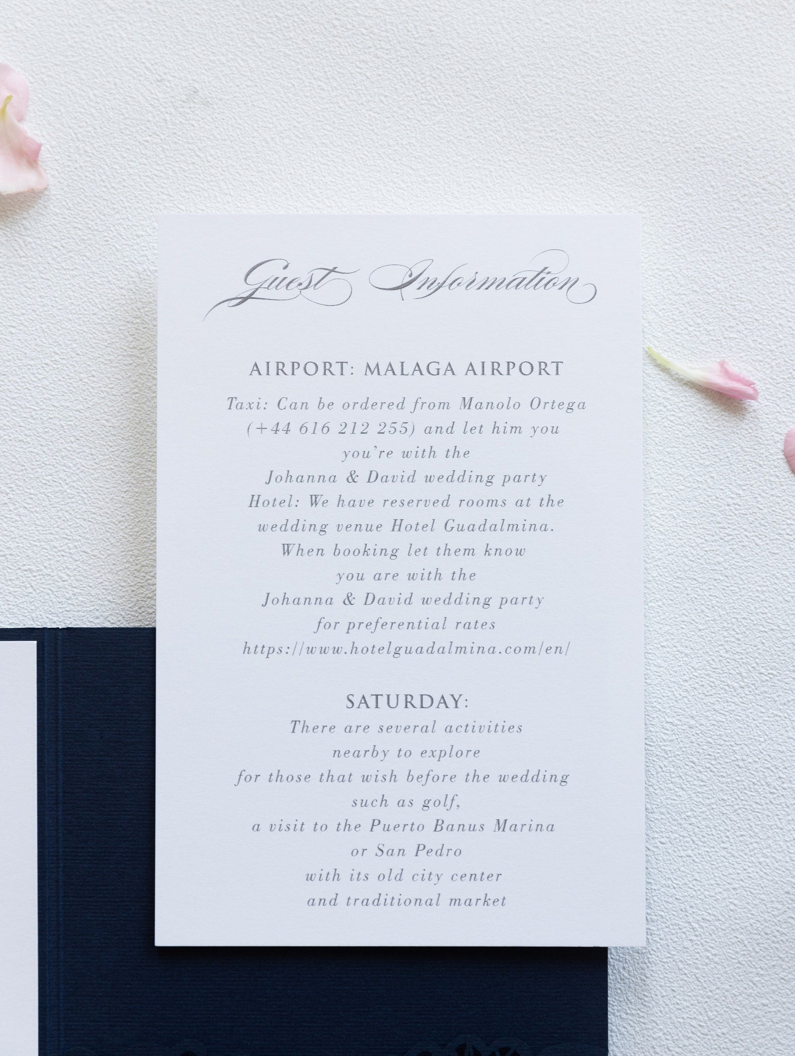 Navy Blue Pocketfold Lace Floral Wedding Invitations