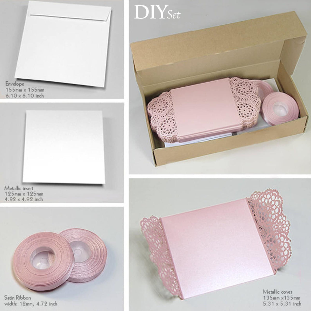Elegant Pink Wedding Invitations - Laser cut Floral Invitation with Cream Insert