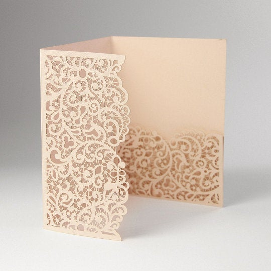 Laser Cut Covers ONLY Pocket Fold Invitations 7 colours - Pocketfold Elements, DIY Cut, 3 fold pocket, Wedding Cards Invitation