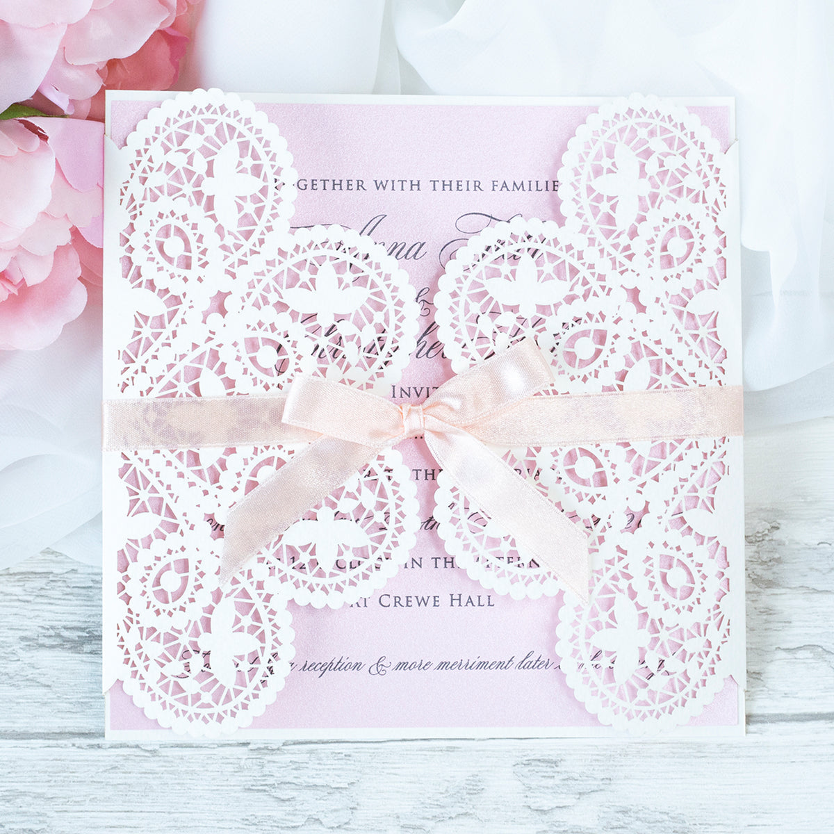 Elegant White Two Side Opening Wedding Invitations