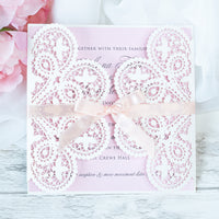 Elegant White Two Side Opening Wedding Invitations