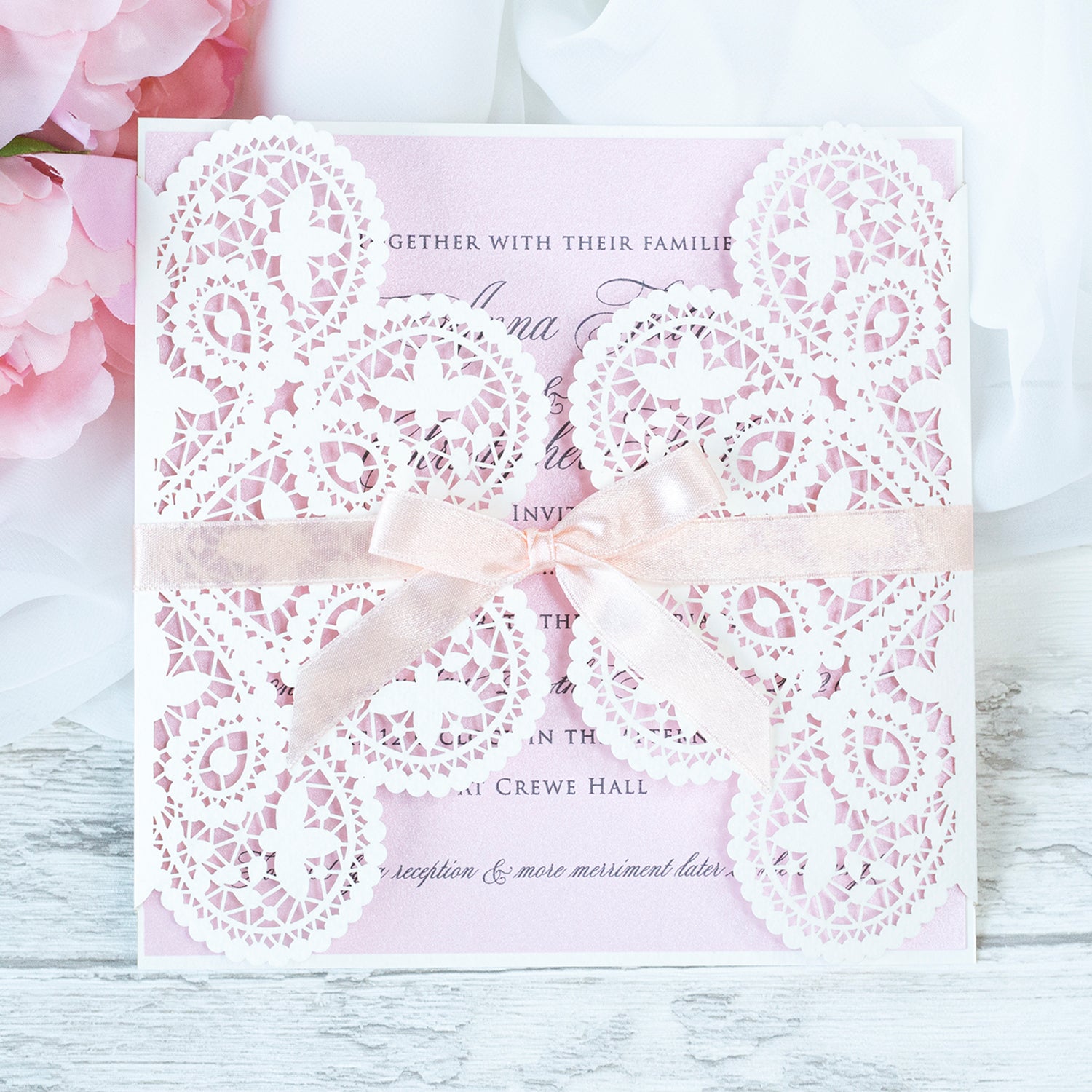 Elegant White Two Side Opening Wedding Invitations