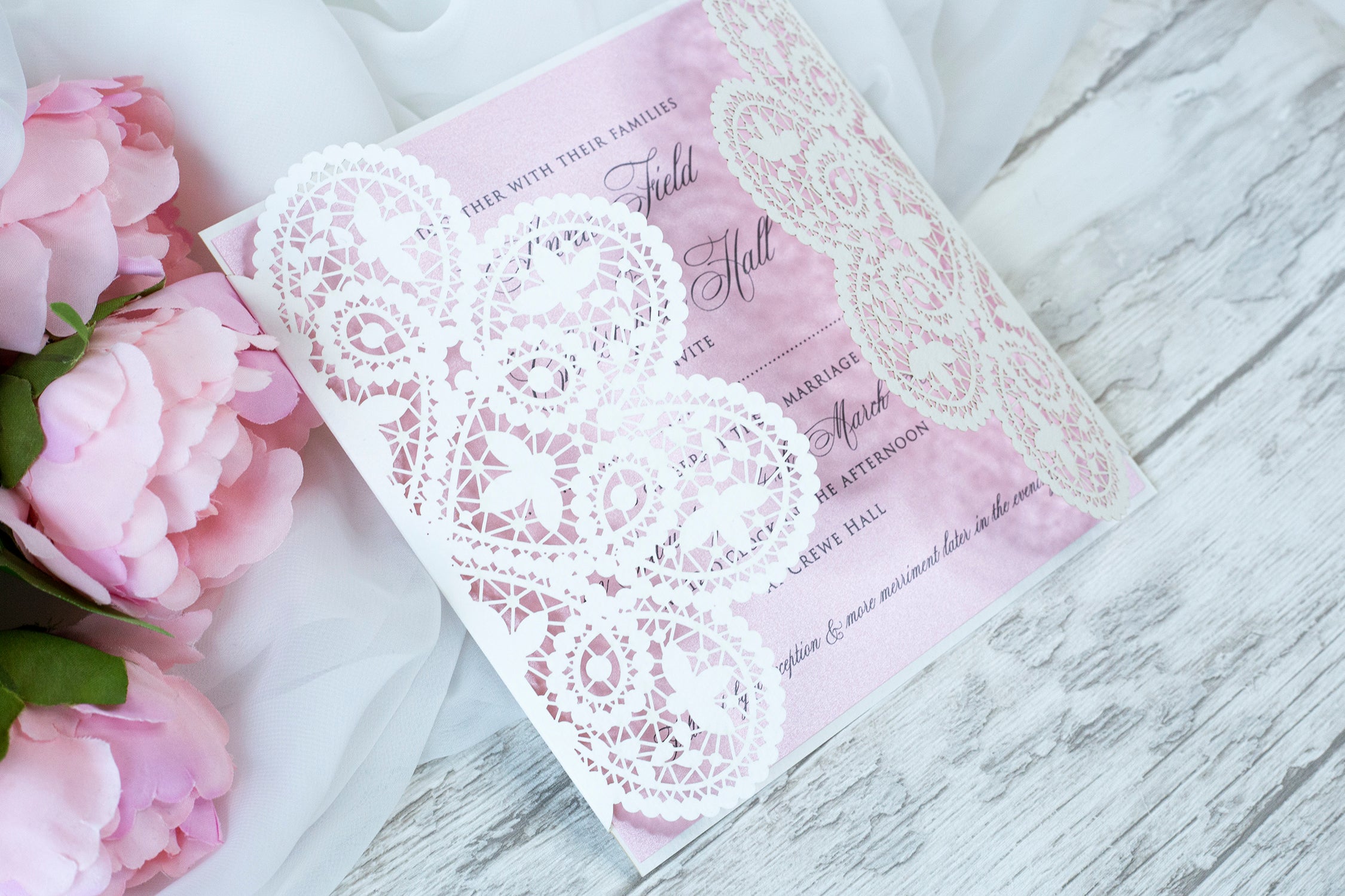 Elegant White Two Side Opening Wedding Invitations