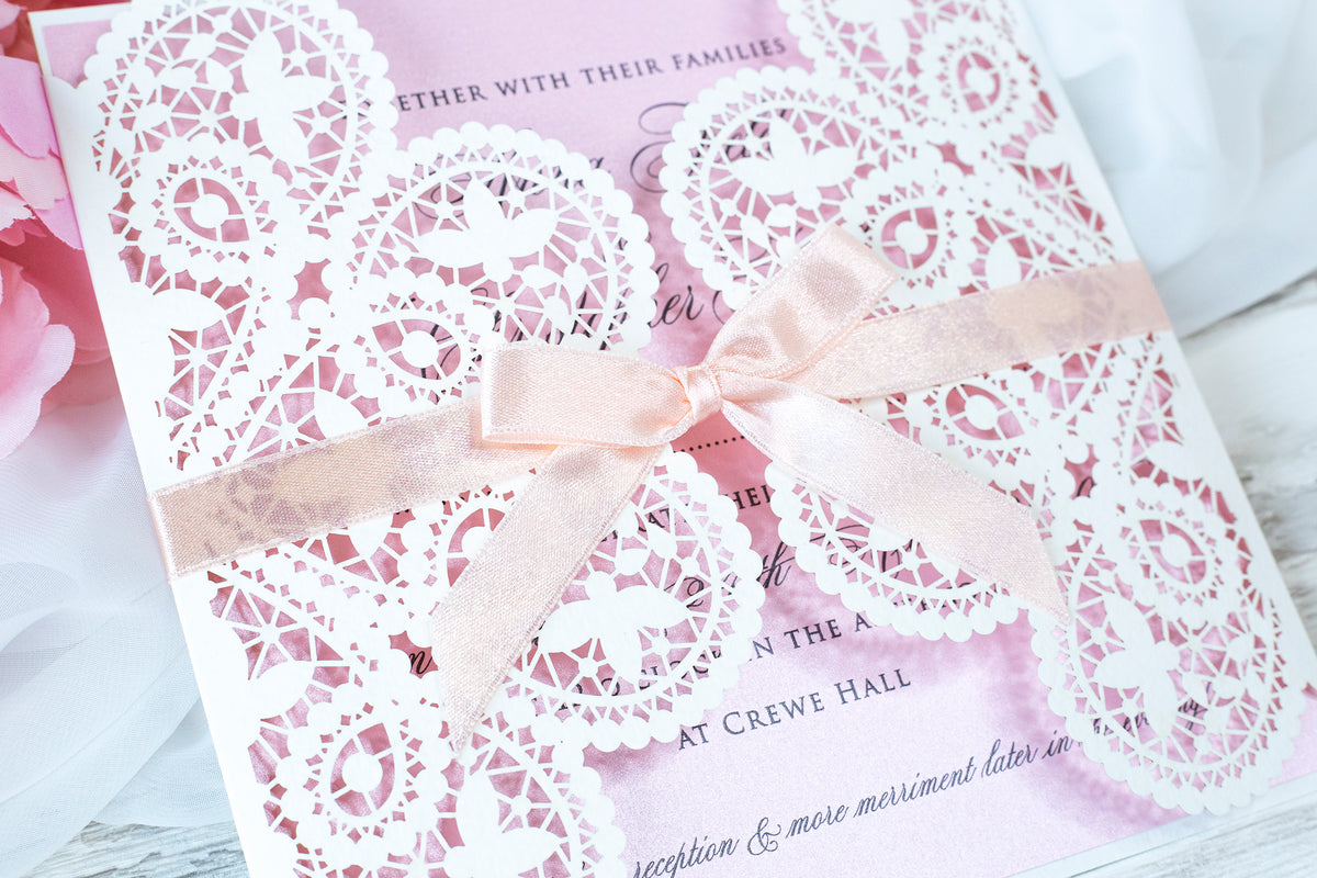 Elegant White Two Side Opening Wedding Invitations