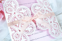 Elegant White Two Side Opening Wedding Invitations