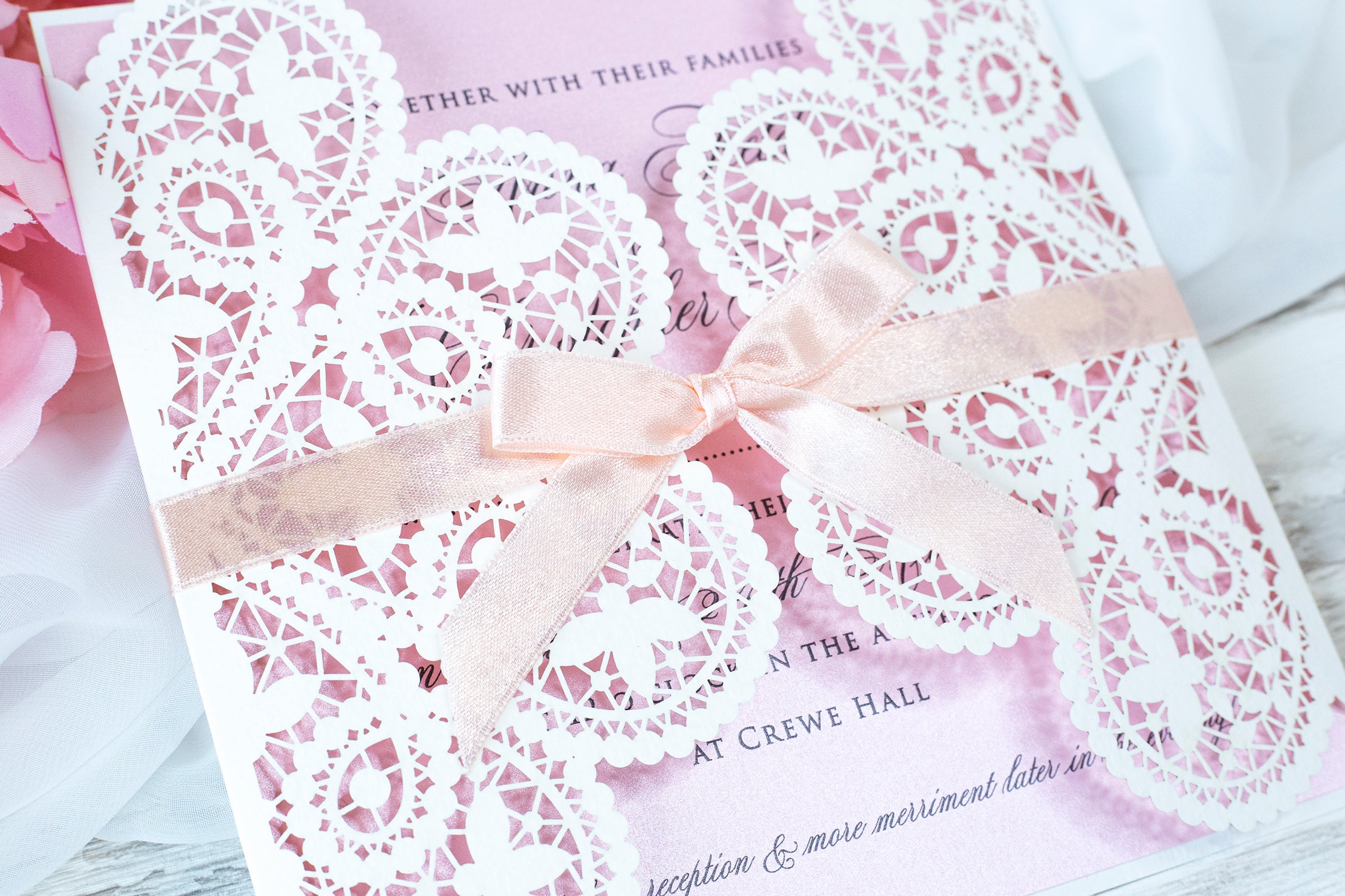 Elegant White Two Side Opening Wedding Invitations