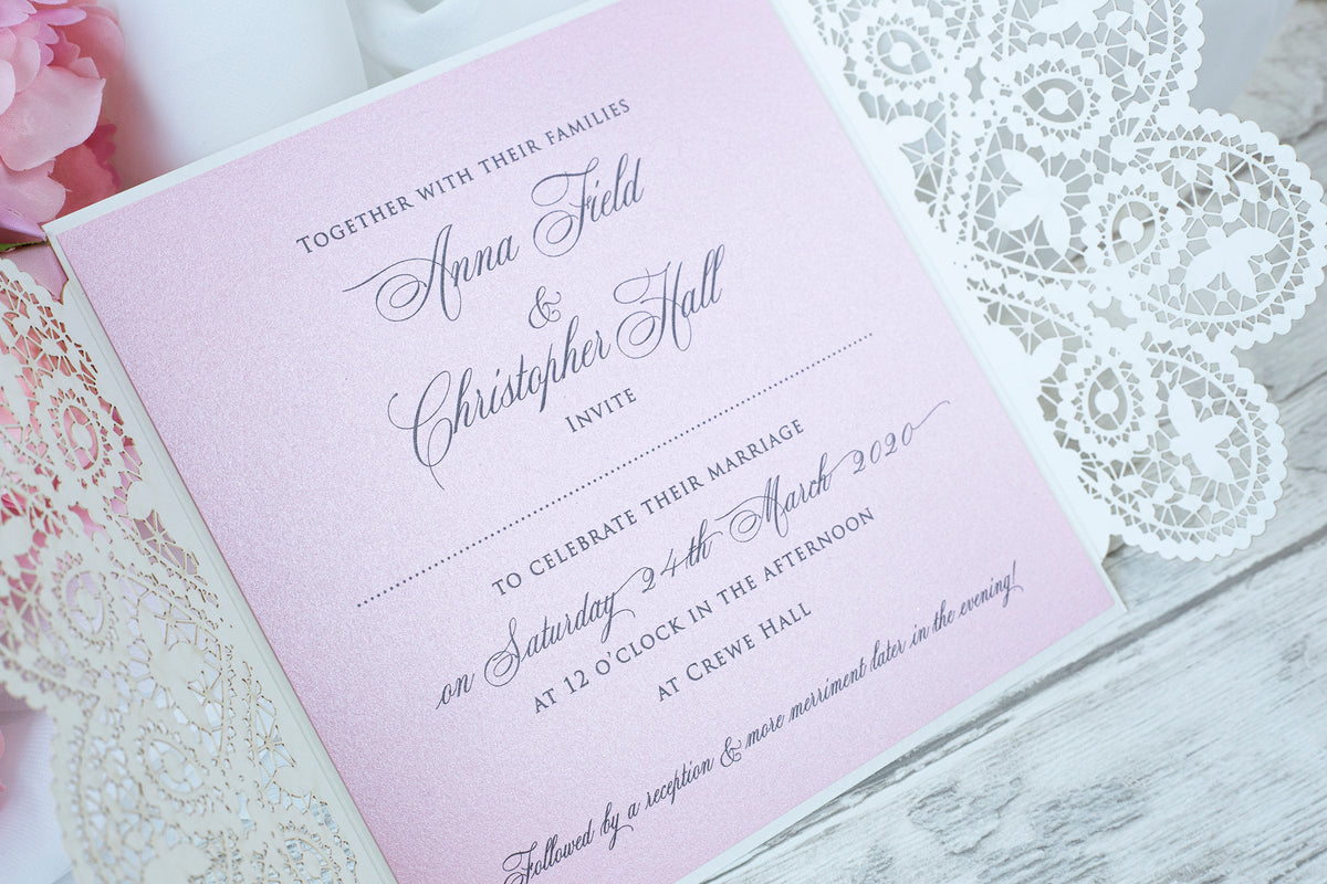 Elegant White Two Side Opening Wedding Invitations