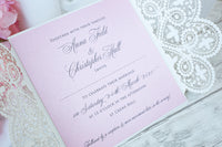 Elegant White Two Side Opening Wedding Invitations