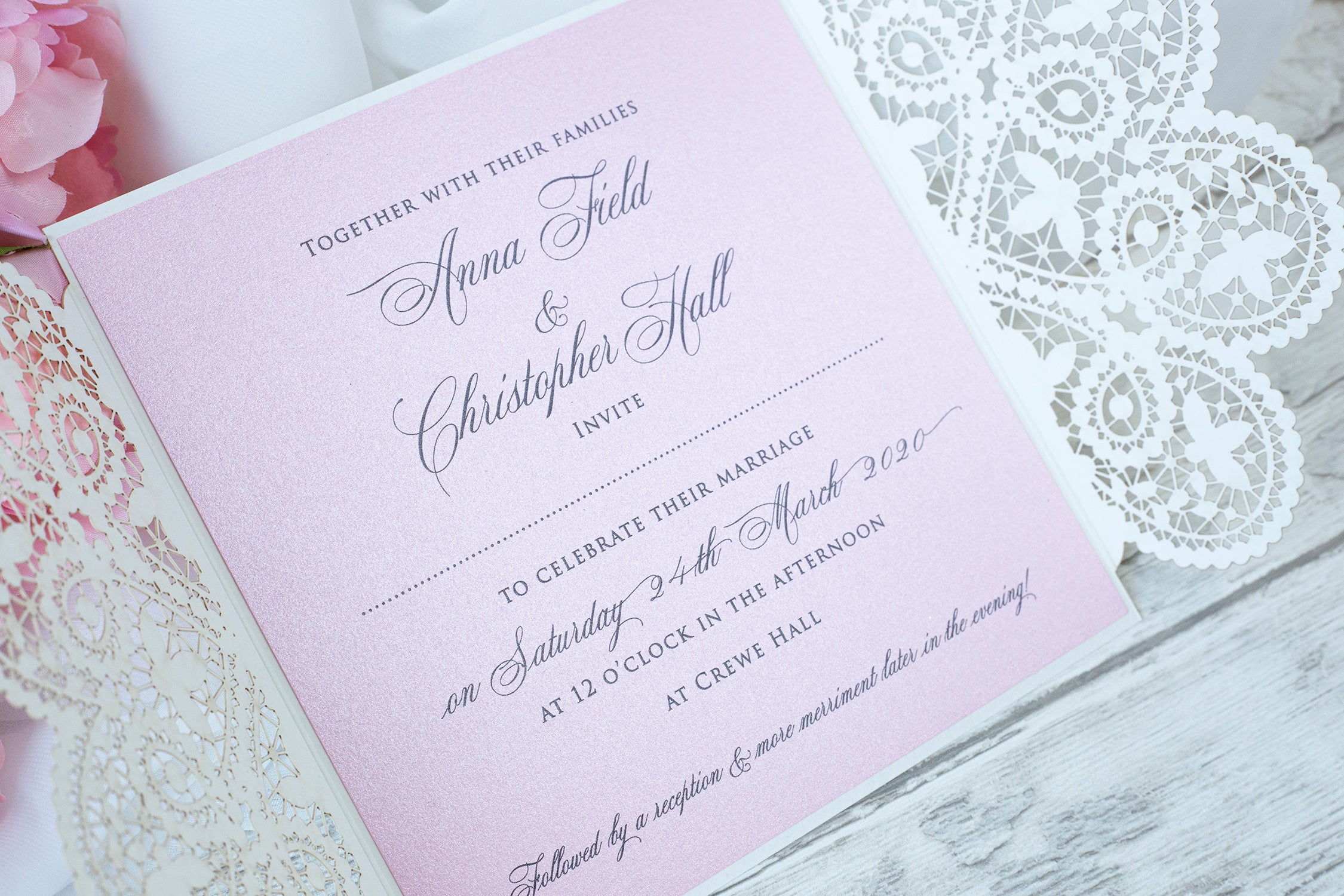 Elegant White Two Side Opening Wedding Invitations