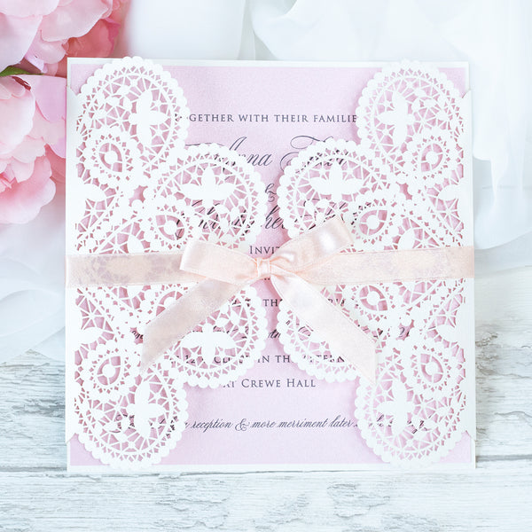 Elegant White Two Side Opening Wedding Invitations – Paper Love Cards