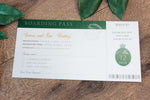 Green Wedding Invitation Passport Luxury Gold Foil and Boarding Pass Invite suite
