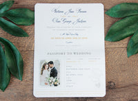 Navy Wedding Invitation Passport Luxury Gold Foil and Boarding Pass Invite suite
