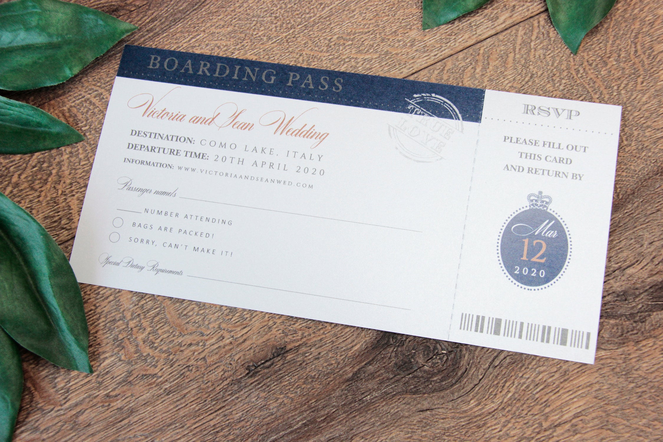 Navy Wedding Invitation Passport Luxury Gold Foil and Boarding Pass Invite suite