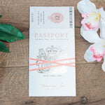 White Wedding Invitation Passport Luxury Silver Foil and Boarding Pass Invite suite