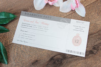 White Wedding Invitation Passport Luxury Silver Foil and Boarding Pass Invite suite