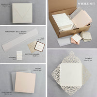 Lace Elegant Square Wedding Invitations with Gold Glitter