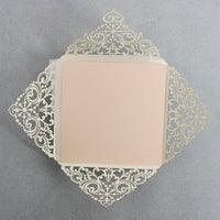 Lace Elegant Square Wedding Invitations with Gold Glitter