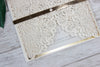 Cream Square Wedding Invitation Laser Cut Gatefold with Gold Foil Border