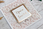 Lace Elegant Square Wedding Invitations with Gold Glitter