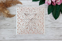 Lace Elegant Square Wedding Invitations with Gold Glitter