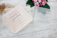 Lace Elegant Square Wedding Invitations with Gold Glitter