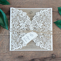 Rustic Wedding Invitation Floral Laser Cut DIY Kit