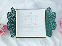 Green Wedding DIY Invitations Laser Cut Set Box Wedding invitation Do It Yourself
