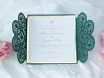 Green Wedding DIY Invitations Laser Cut Set Box Wedding invitation Do It Yourself
