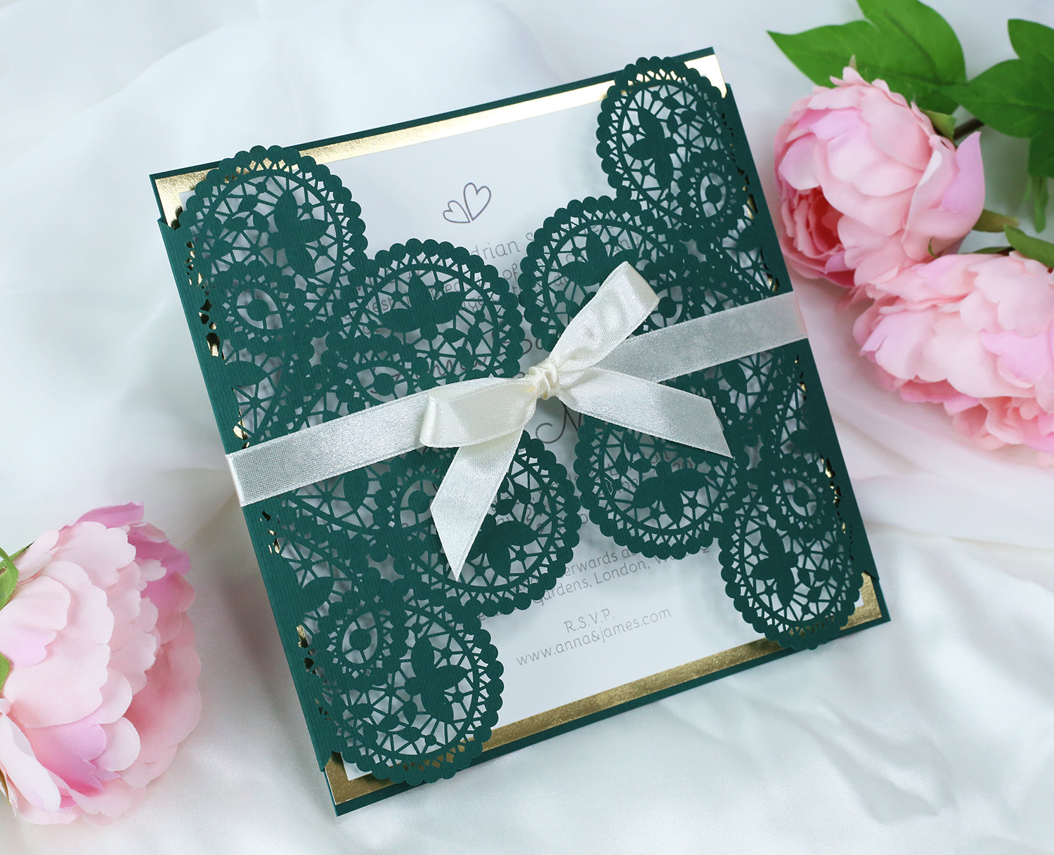 Green Wedding DIY Invitations Laser Cut Set Box Wedding invitation Do It Yourself