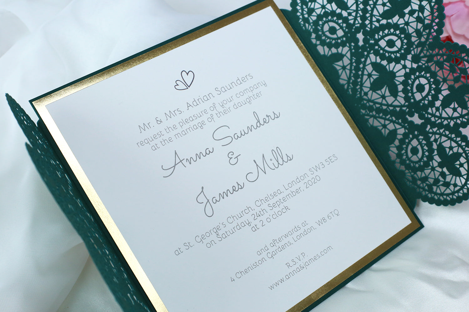 Green Wedding DIY Invitations Laser Cut Set Box Wedding invitation Do It Yourself