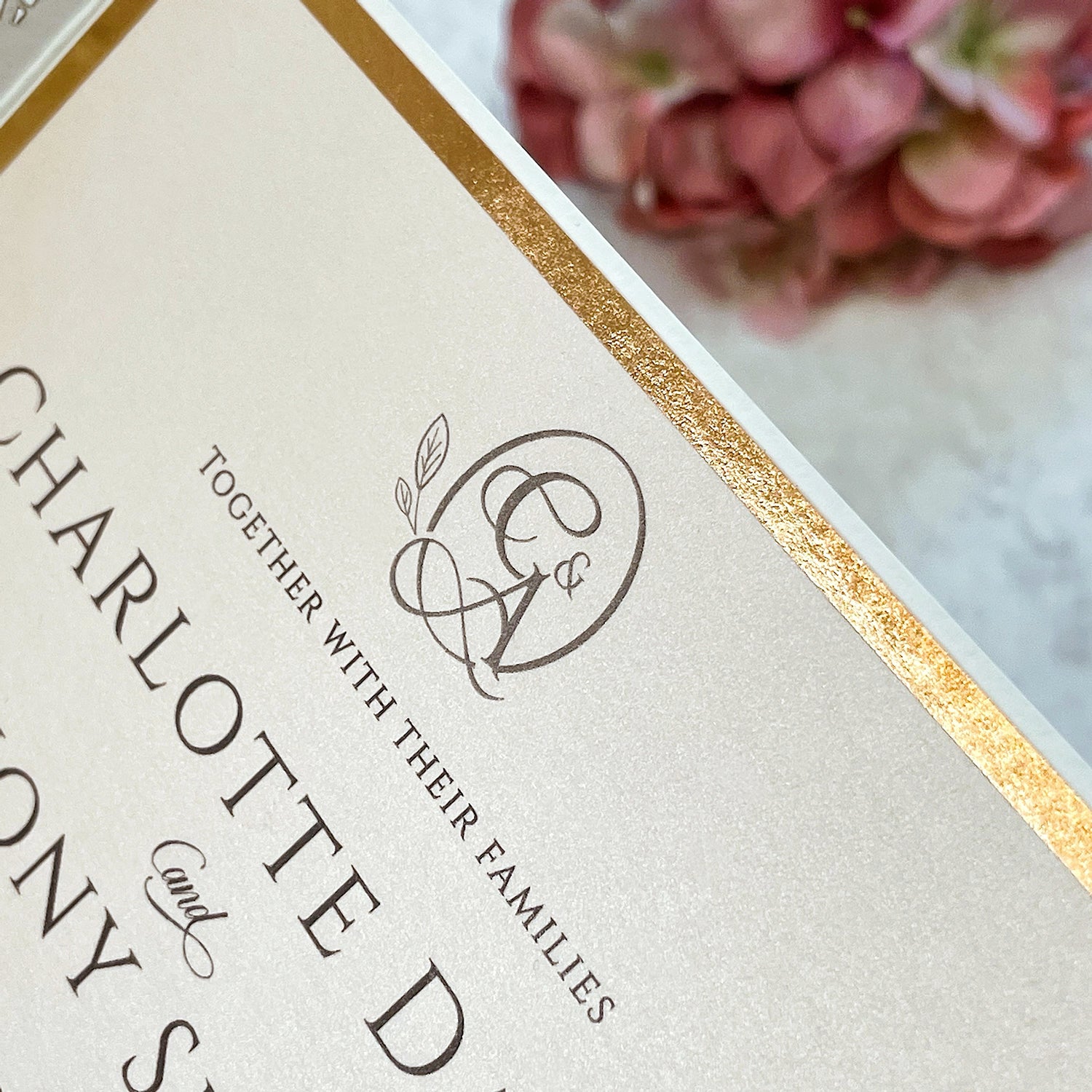 Laser cut White Lace Effect Wedding Invitation, Matching Dusty Peach Ribbon & Envelope