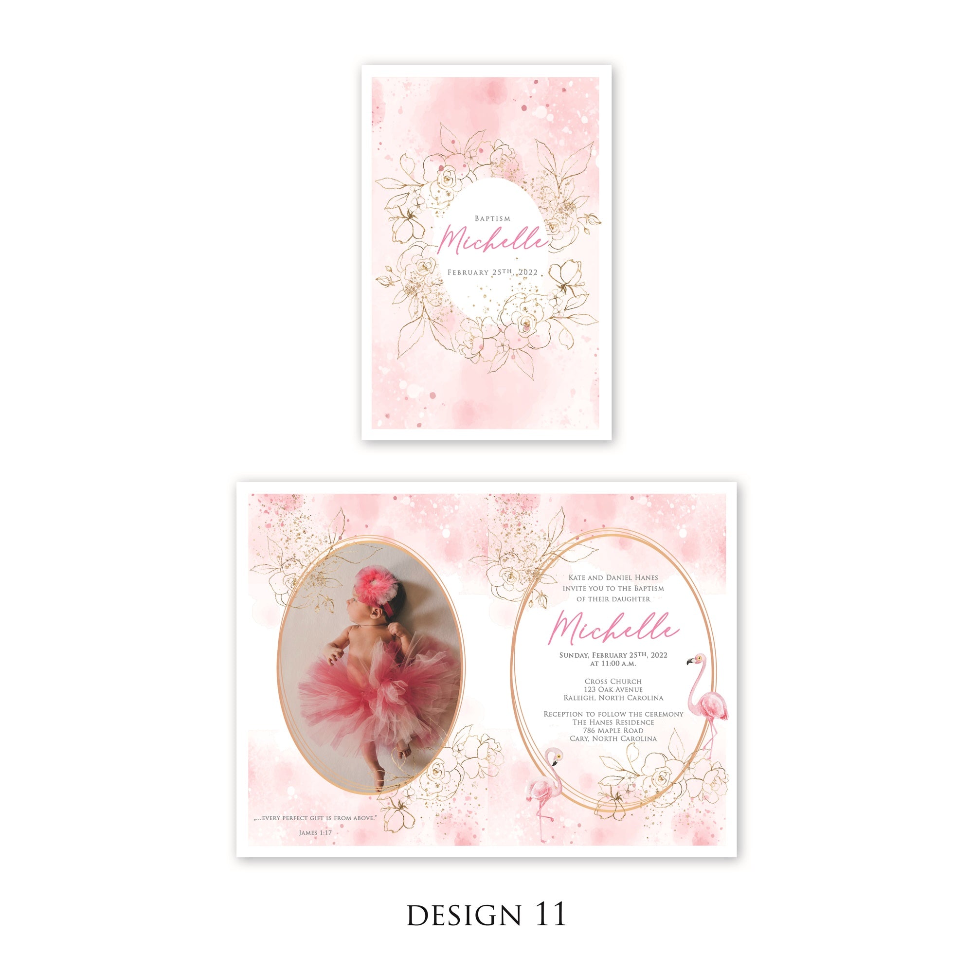Personalised Baby Invitations with a photo - for Baby Girl - Baptism, First Year, Birthday