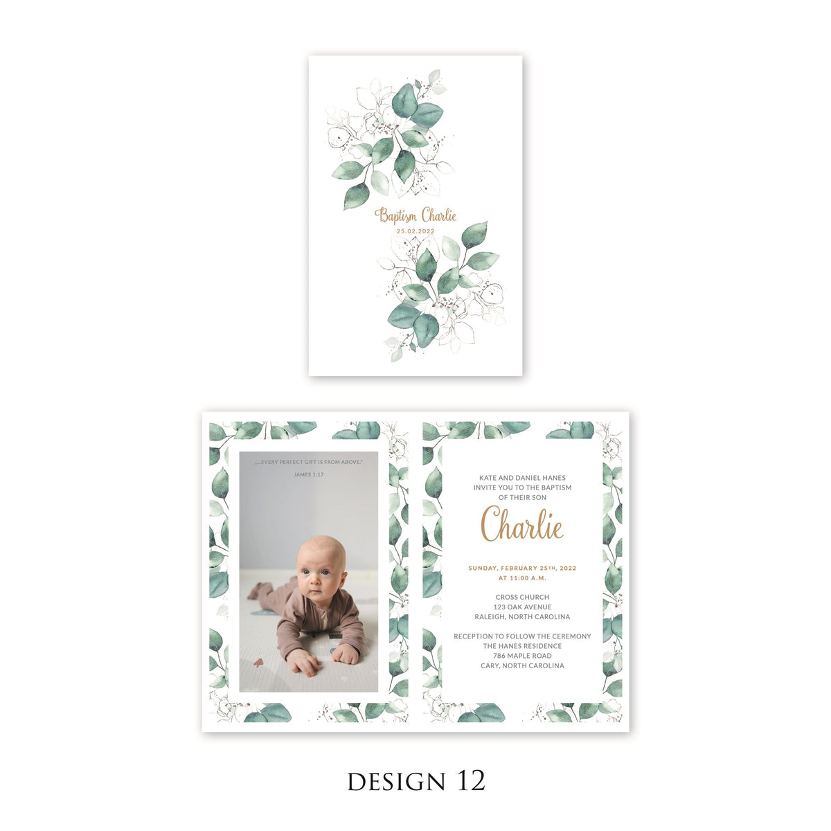 Personalised Baby Invitations with a photo - for Baby Boy - Baptism, First Year, Birthday