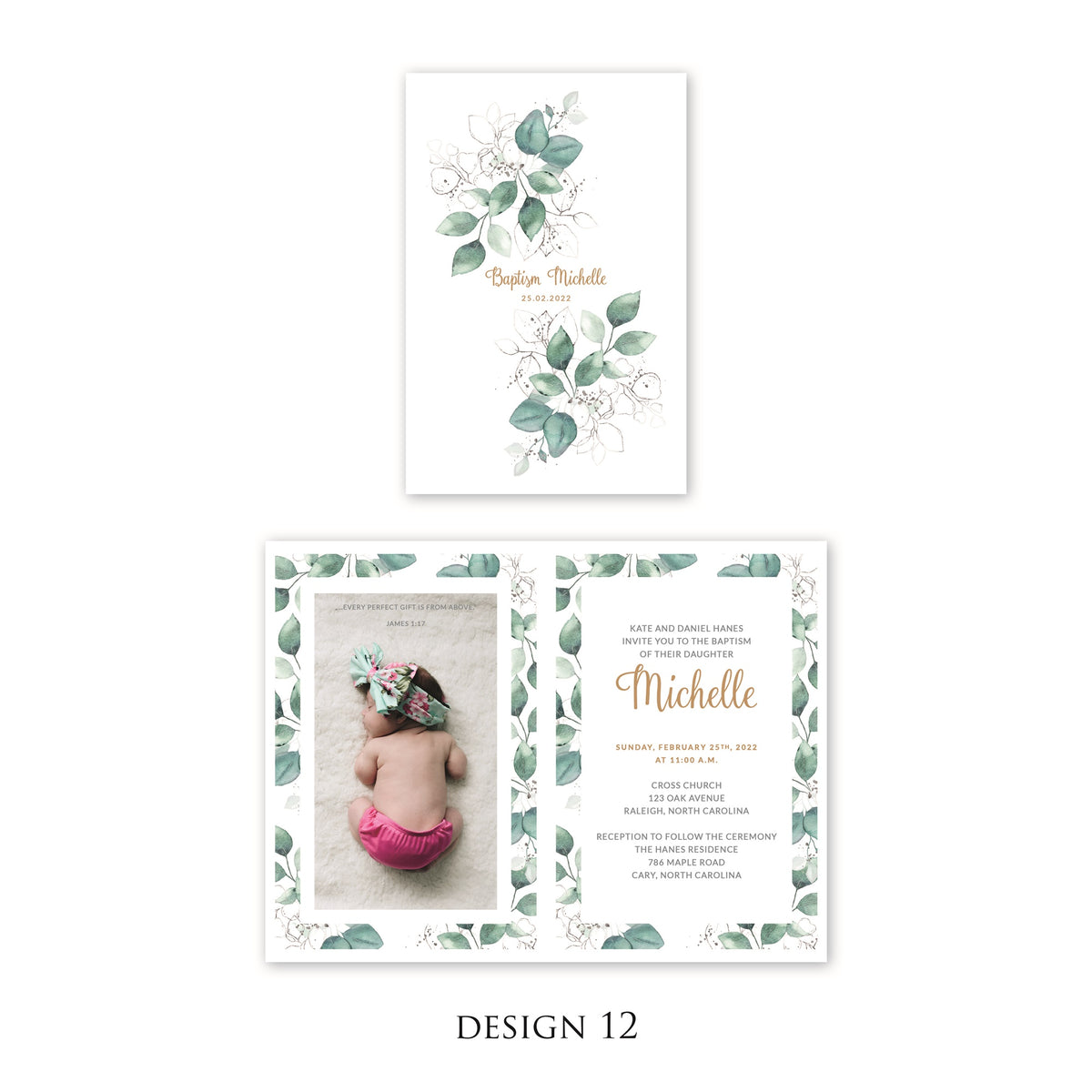 Personalised Baby Invitations with a photo - for Baby Girl - Baptism, First Year, Birthday