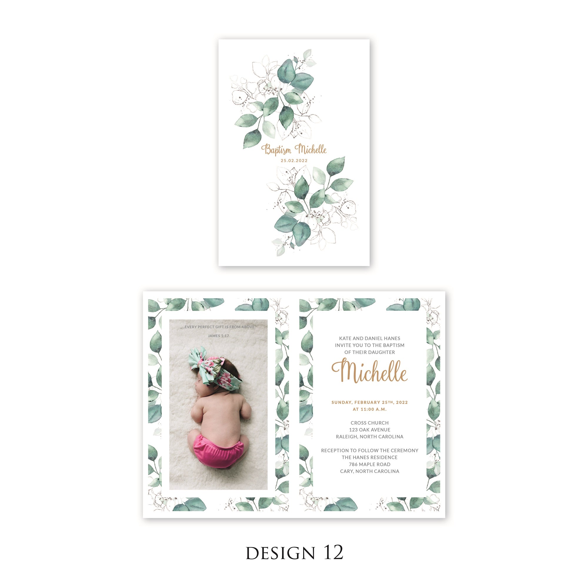 Personalised Baby Invitations with a photo - for Baby Girl - Baptism, First Year, Birthday
