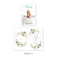 Personalised Baby Invitations with a photo - for Baby Boy - Baptism, First Year, Birthday