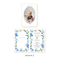 Personalised Baby Invitations with a photo - for Baby Boy - Baptism, First Year, Birthday