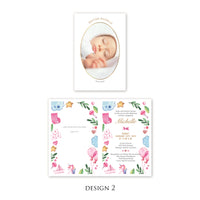 Personalised Baby Invitations with a photo - for Baby Girl - Baptism, First Year, Birthday