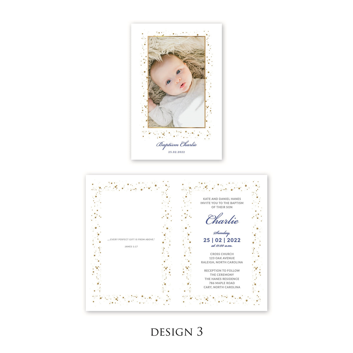 Personalised Baby Invitations with a photo - for Baby Boy - Baptism, First Year, Birthday
